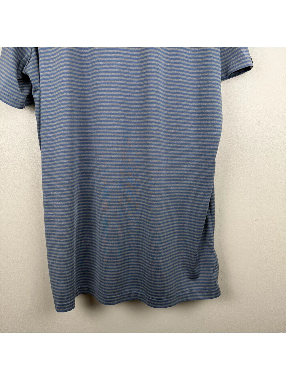 RLX Ralph Lauren Golf Polo Shirt Mens Large Blue Gray Striped Performance Knit L